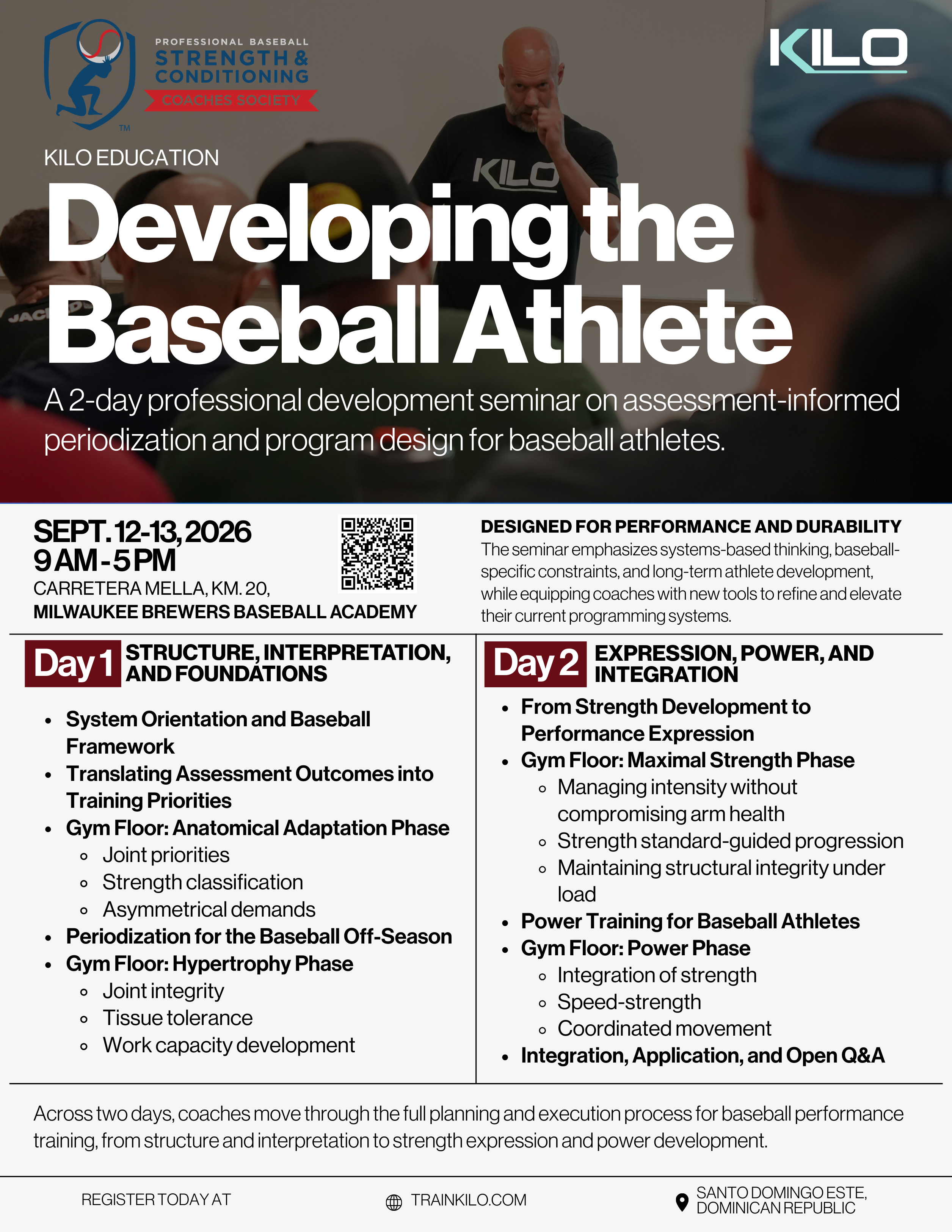 Developing the Baseball Athlete, Sept. 12-13, Santo Domingo