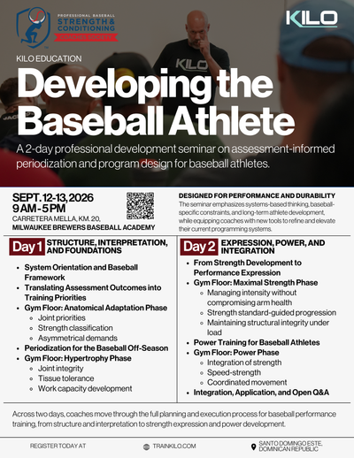 Developing the Baseball Athlete, Sept. 12-13, Santo Domingo